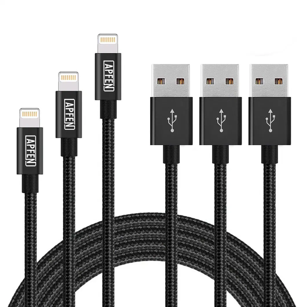 Durable Nylon Braided Fast Charger Lightning USB Cable for iPhone iPad 1m 2m 3m Cable Factory Phone Accessories