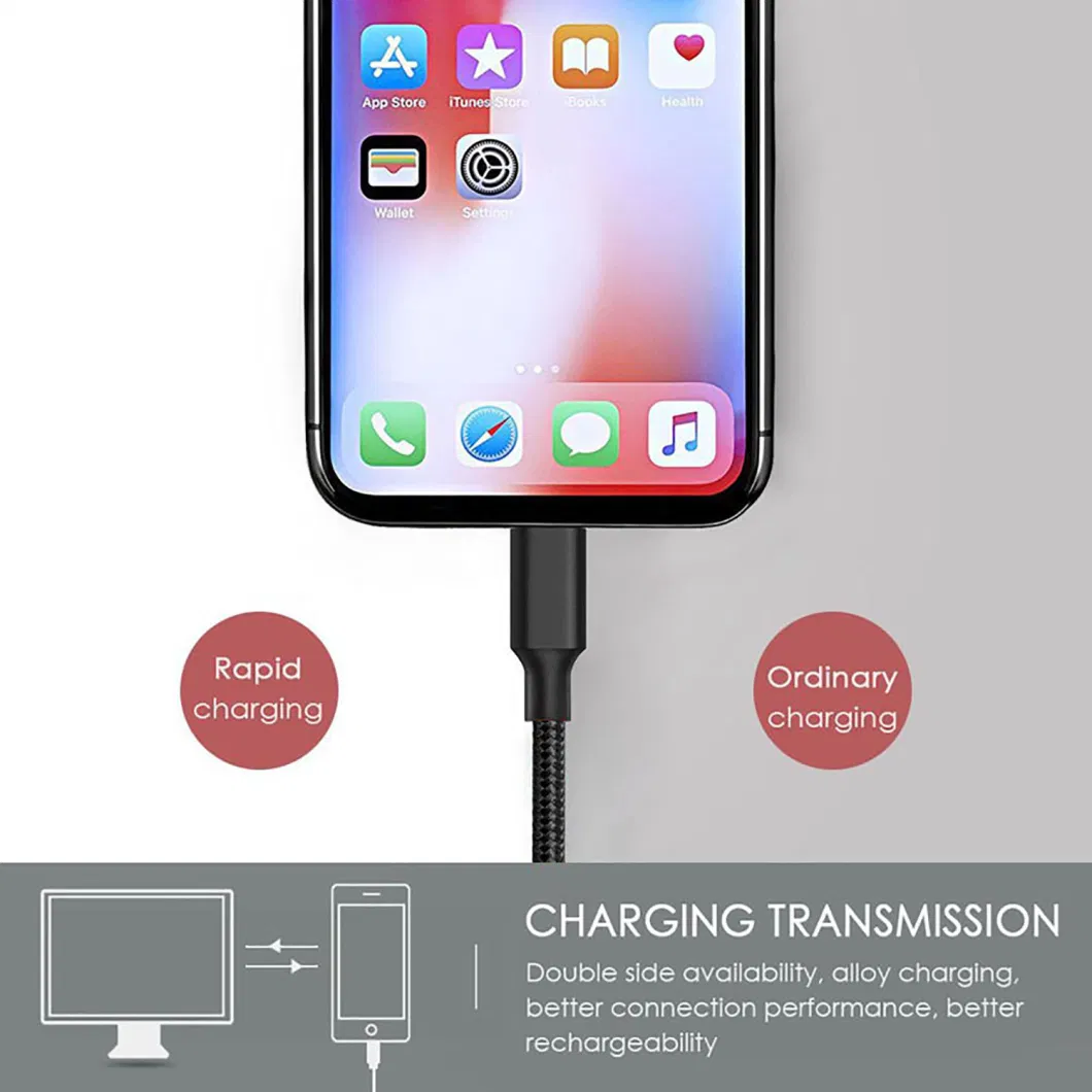 Durable Nylon Braided Fast Charger Lightning USB Cable for iPhone iPad 1m 2m 3m Cable Factory Phone Accessories